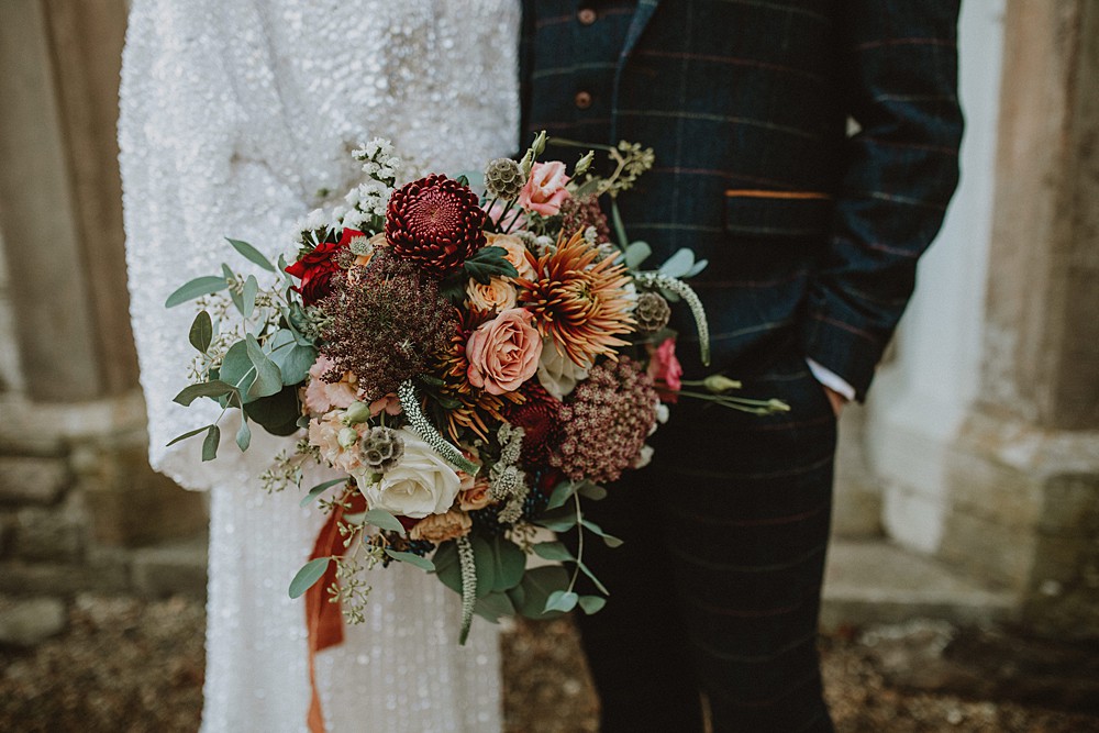 Winter Bouquet Flowers Orange Red Greenery Upwey House Wedding Lola Rose Photography