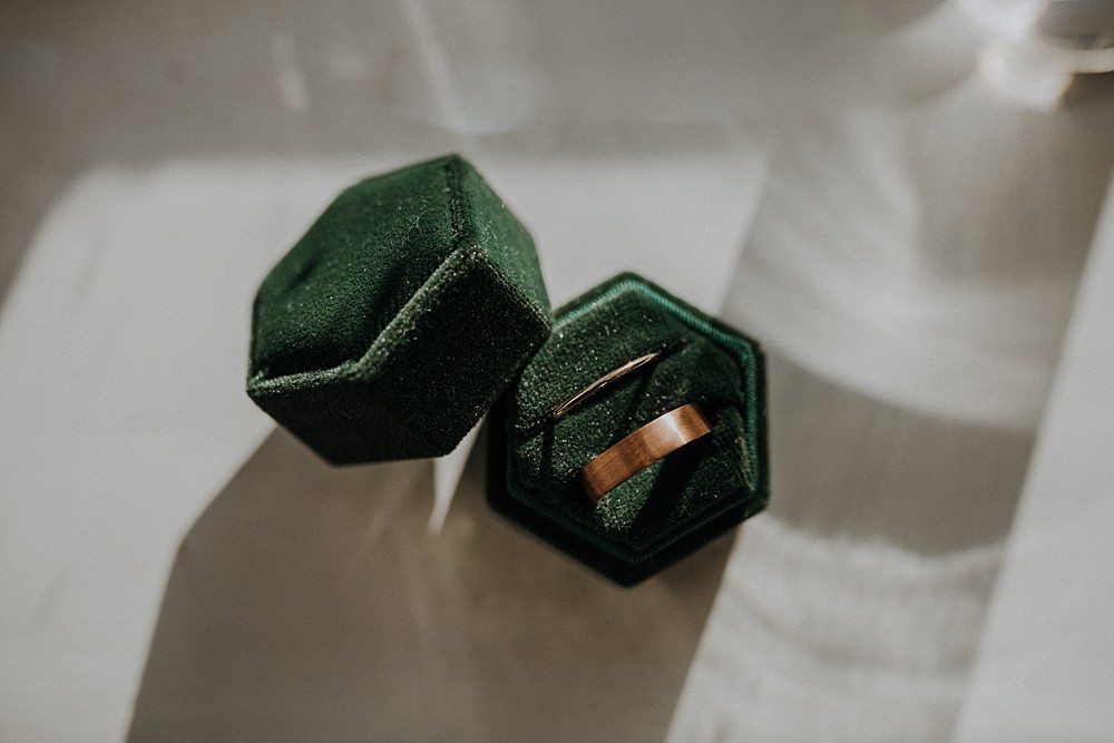 Velvet Green Ring Box Upwey House Wedding Lola Rose Photography