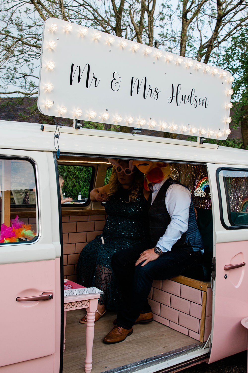 Pink Photo Booth Campervan Vintage Glamour Wedding Charly Richards Photography