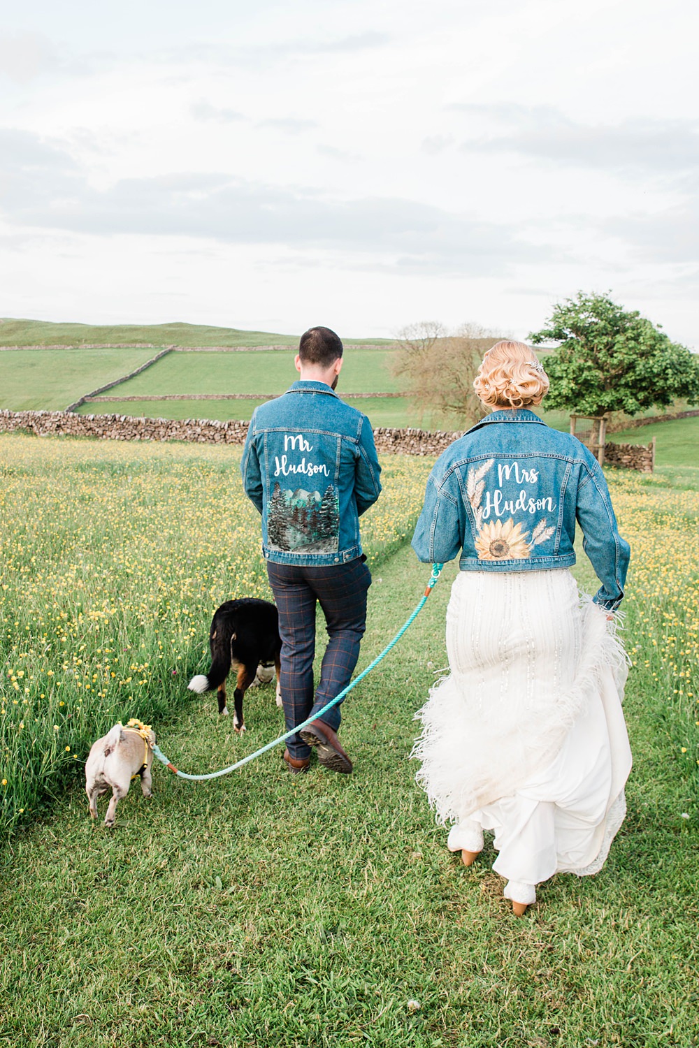 Custom Painted Denim Jacket Bride Groom Vintage Glamour Wedding Charly Richards Photography