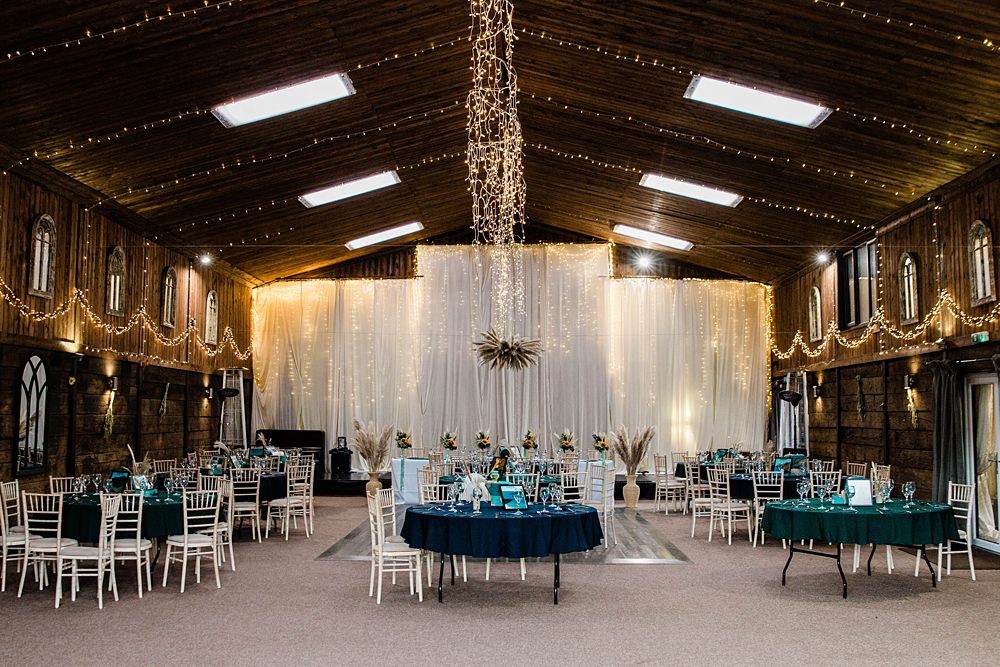 Barn Decor Fairy Lights Pampas Grass Vintage Glamour Wedding Charly Richards Photography