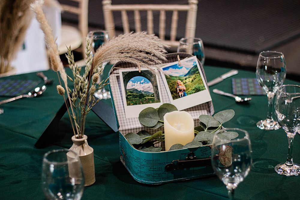 Suitcase Flowers Candle Centrepiece Decor Vintage Glamour Wedding Charly Richards Photography