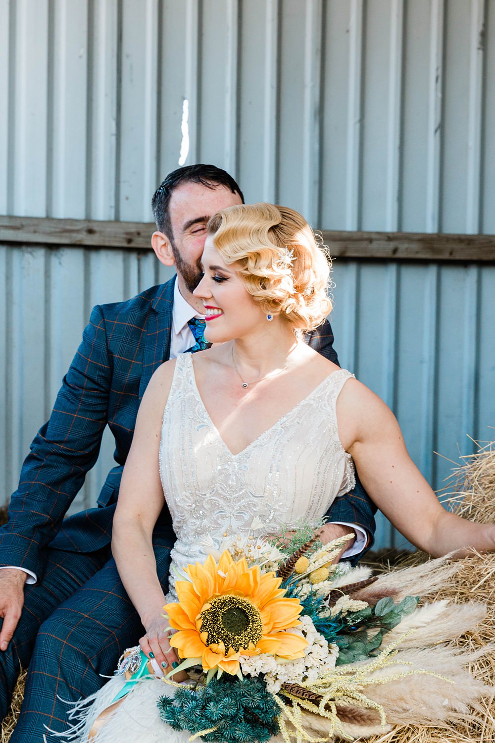Vintage Glamour Wedding in Teal & Yellow in the Country