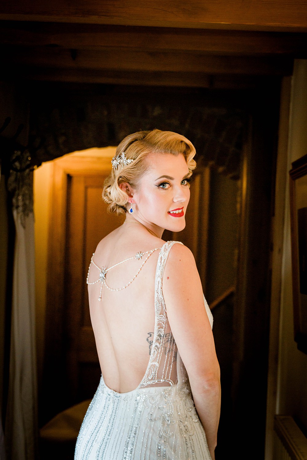 Dress Gown Bride Bridal Low Back Beaded Rosa Clara Vintage Glamour Wedding Charly Richards Photography