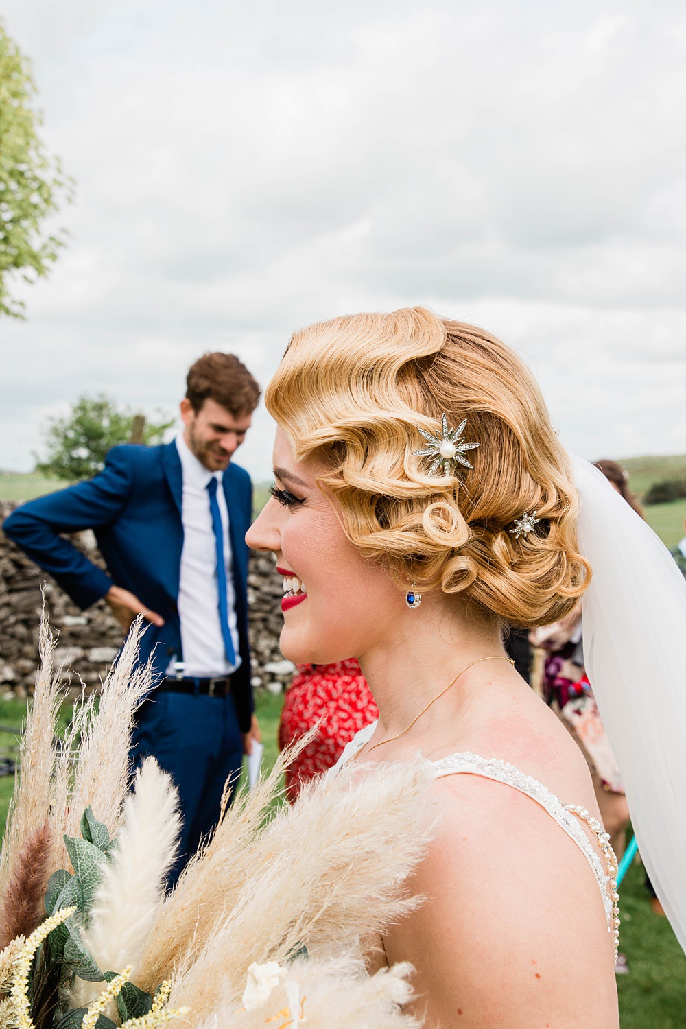 Bride Hairstyle Waves Hair Pins Vintage Glamour Wedding Charly Richards Photography