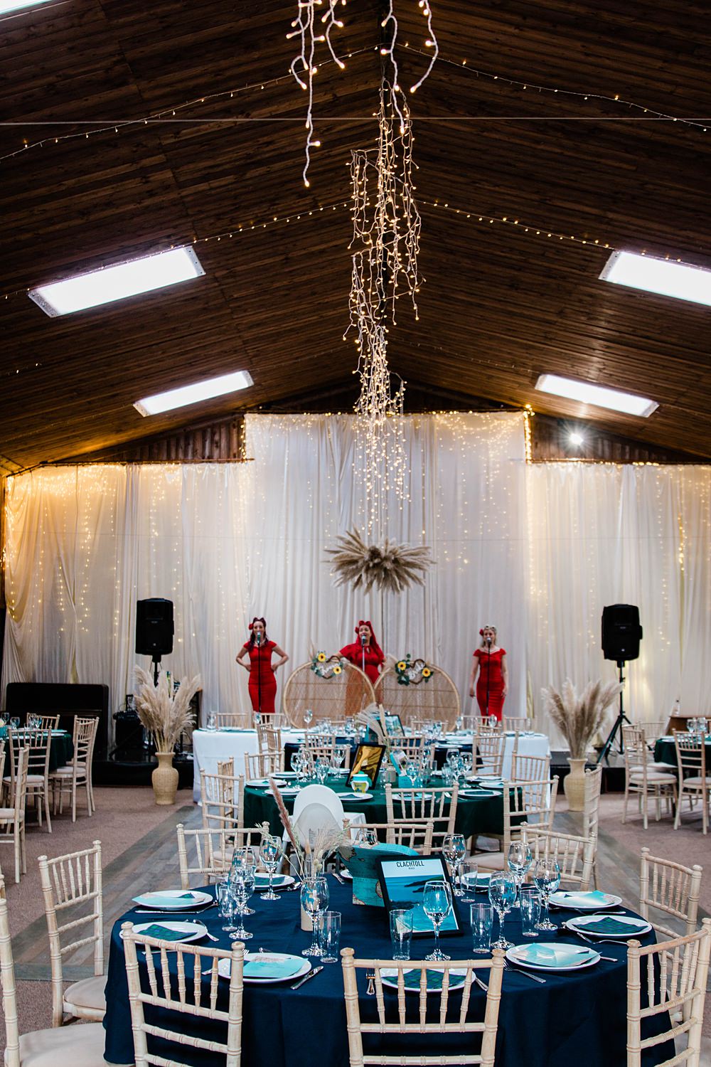 Barn Decor Fairy Lights Pampas Grass Vintage Glamour Wedding Charly Richards Photography
