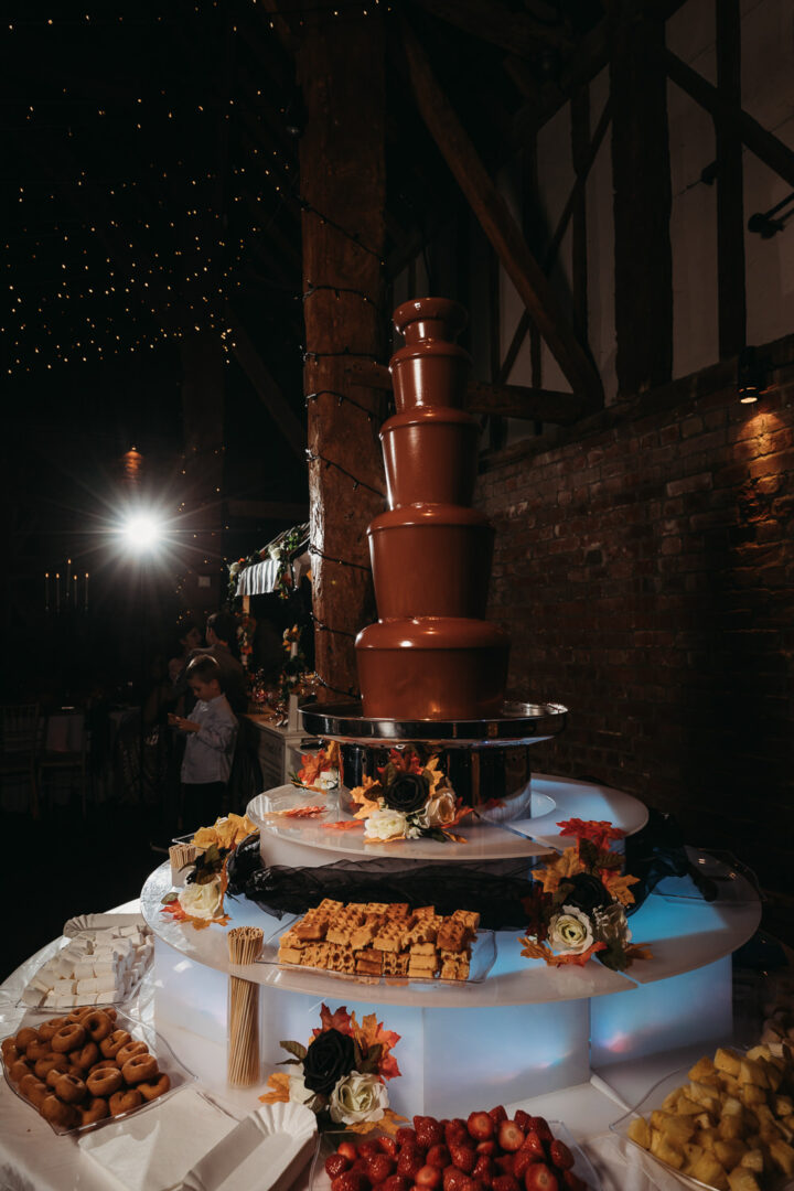 Winter Wedding Ideas Chocolate Fountain Thyme Lane Photography