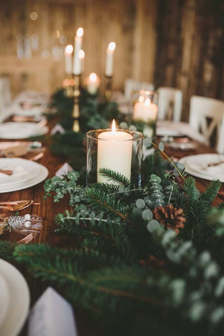 Winter Wedding Ideas Greenery Runner Mini and Me Photography