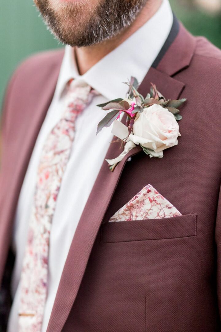 Blush Rose Wedding Buttonhole Philippa Sian Photography