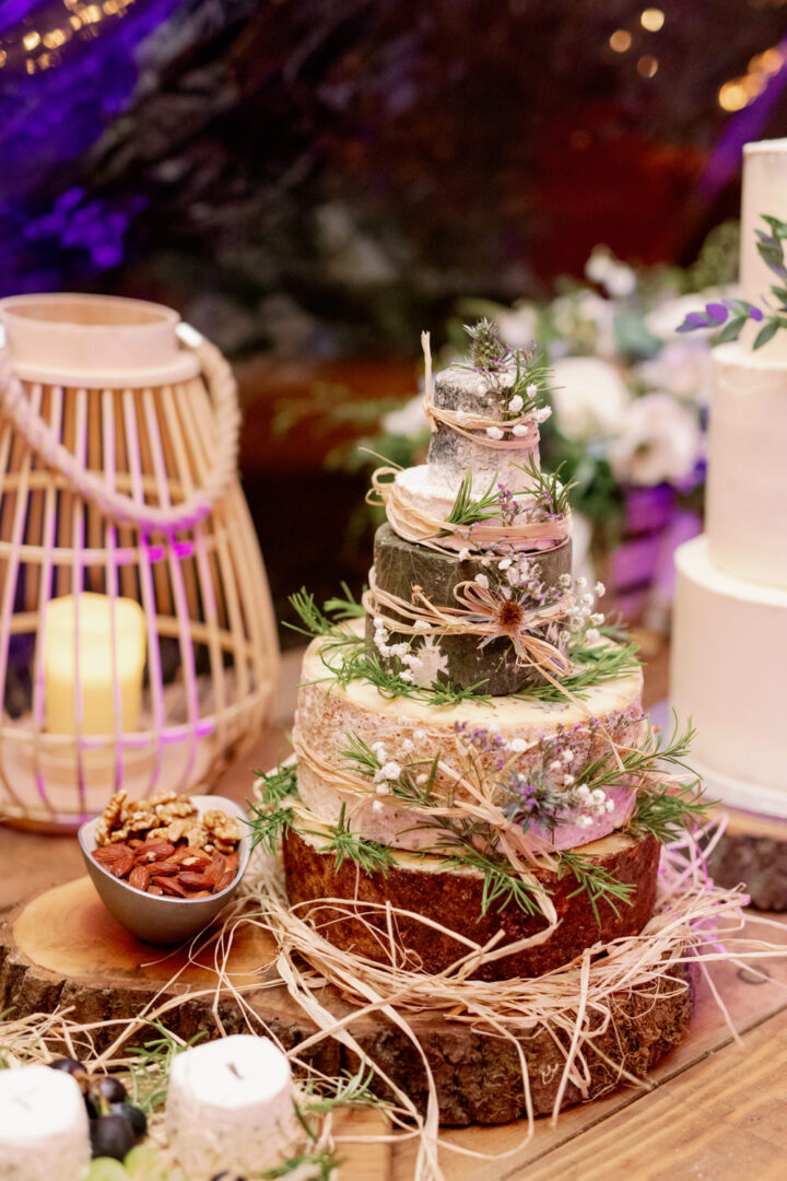 Cheese Wedding Cake Herbs Raffia Captured by Katrina