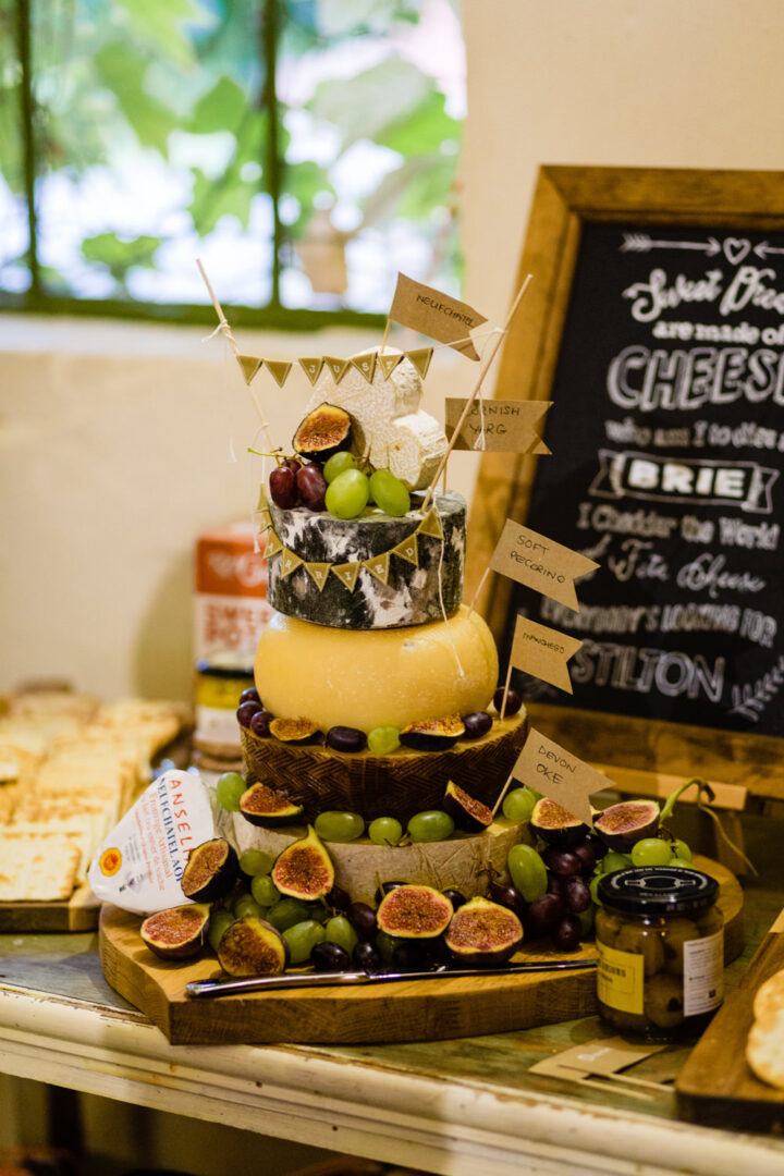 Cheese Wedding Cake Idea Labels Emma and Rich
