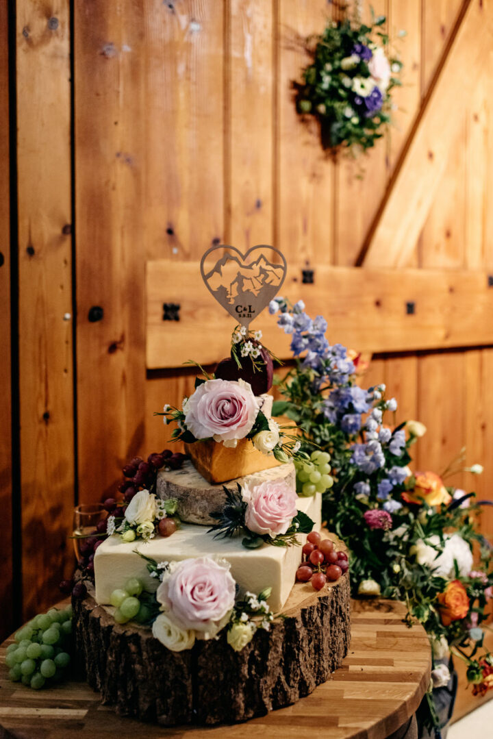 Cheese Wedding Cake Slices Flowers Rebecca Walters