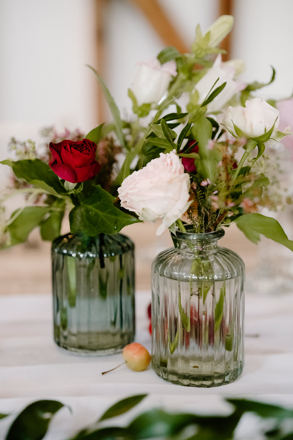 Bottle Flowers Decor Contemporary Countryside Wedding Steph Kiely Photography