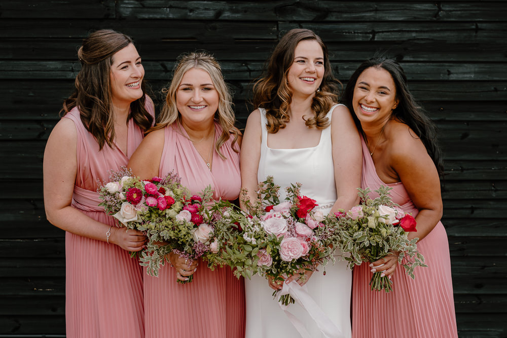 Pink Bridesmaid Dresses Contemporary Countryside Wedding Steph Kiely Photography