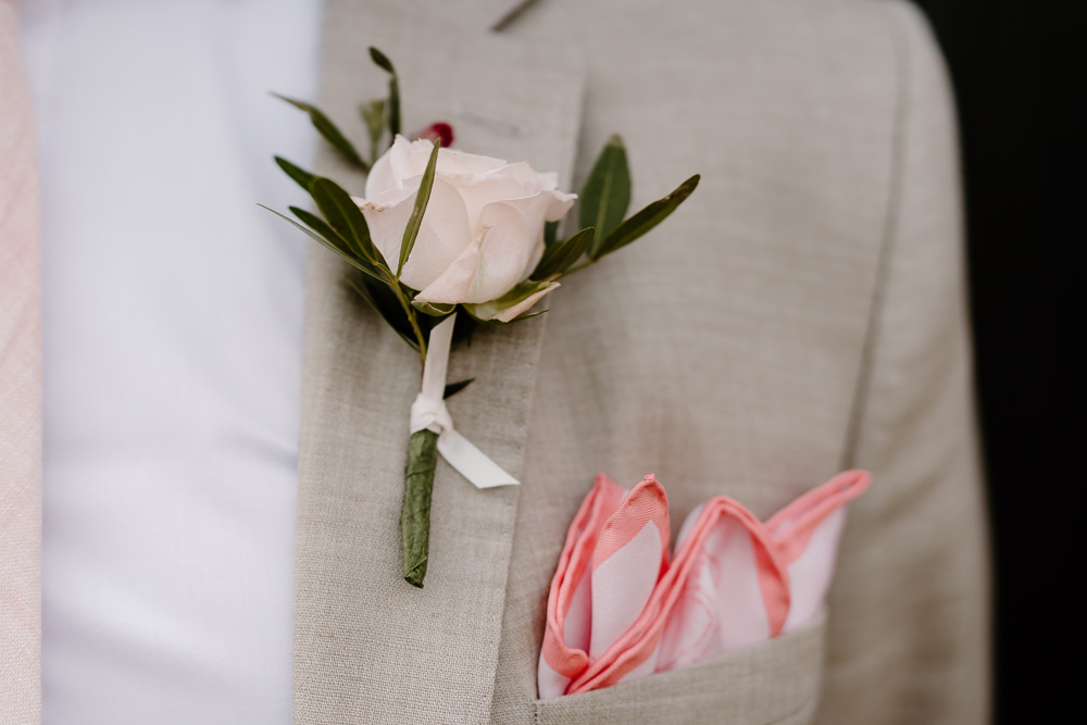 Pink Rose Buttonhole Flower Contemporary Countryside Wedding Steph Kiely Photography