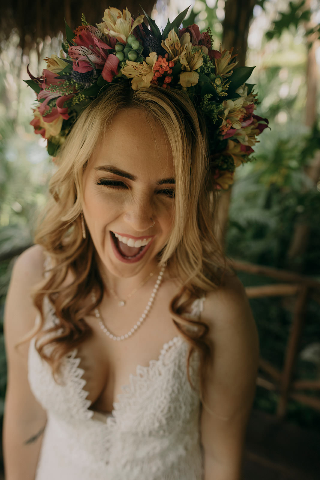 Bride Bridal Flower Crown Espacio Chechen Wedding Pablo Laguia