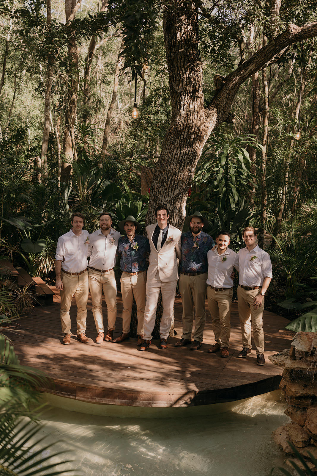 Groom Mismatched Suits Groomsmen Chinos Stone Espacio Chechen Wedding Pablo Laguia
