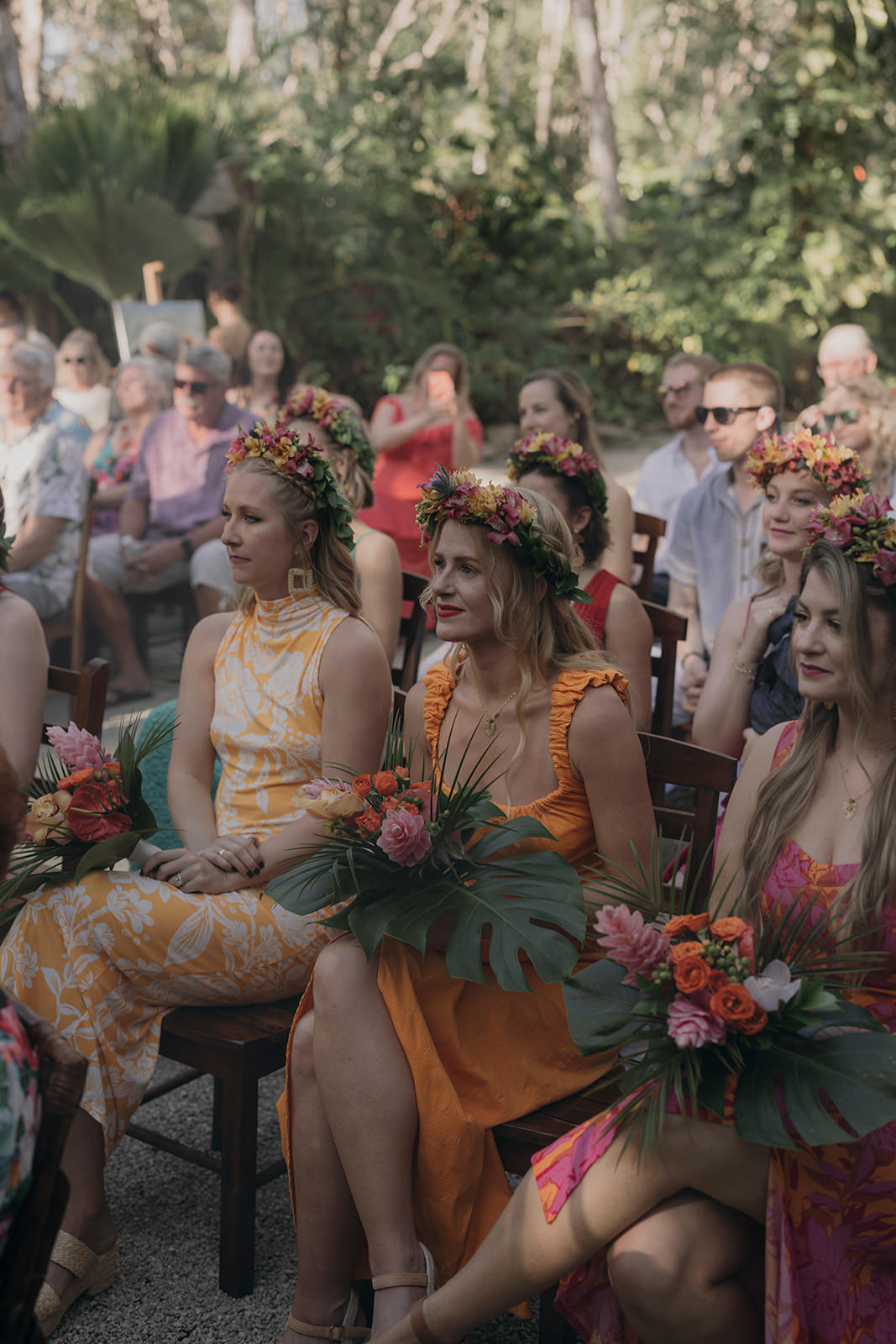 Mismatched Bridesmaid Dresses Flower Crowns Espacio Chechen Wedding Pablo Laguia