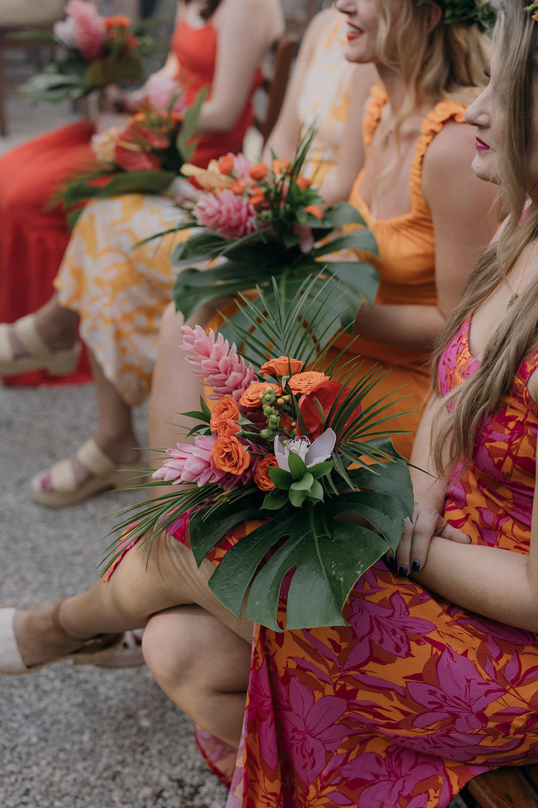 Tropical Bouquet Flowers Orchid Palms Bridesmaid Espacio Chechen Wedding Pablo Laguia