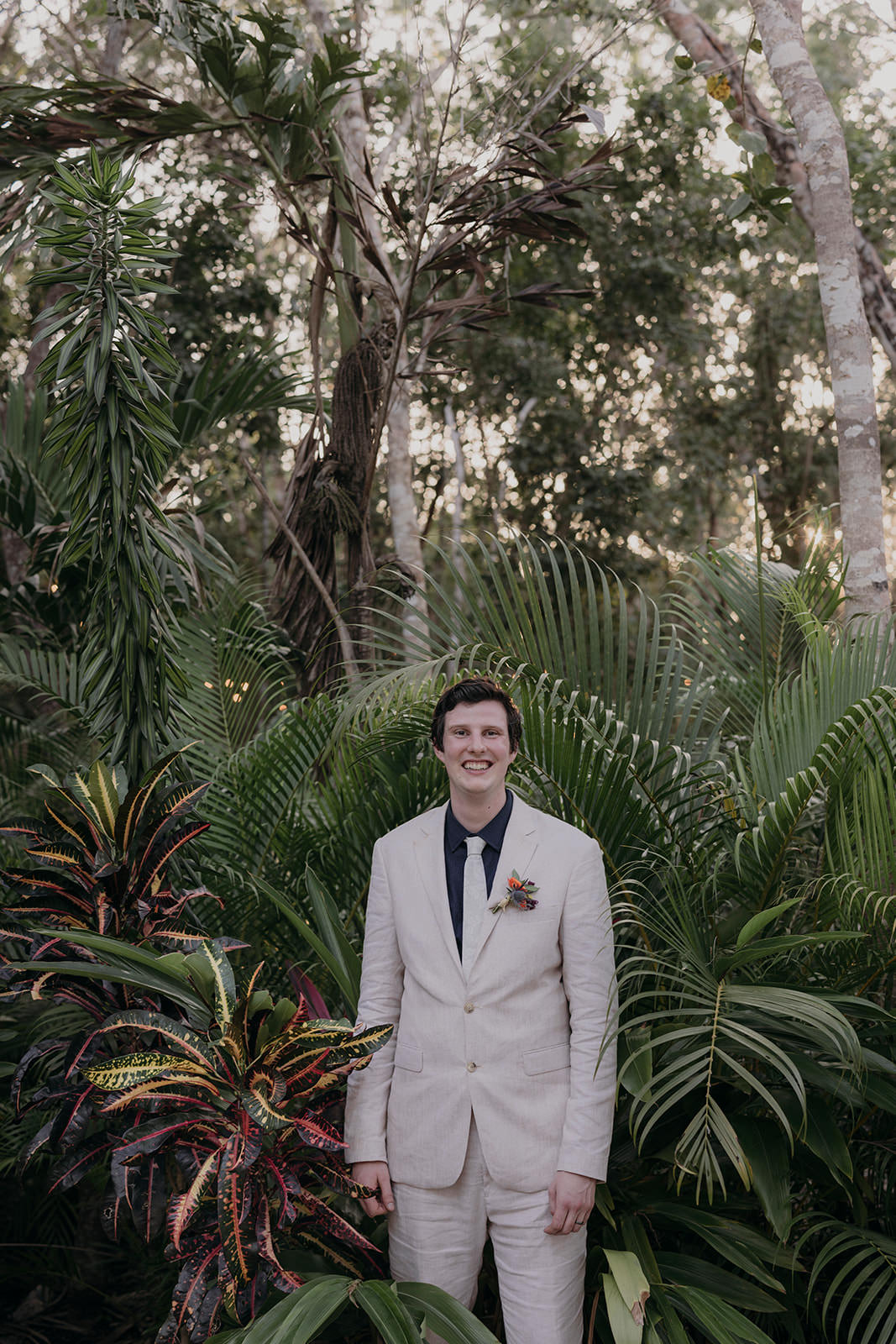 Groom Cream Suit Black Shirt Espacio Chechen Wedding Pablo Laguia