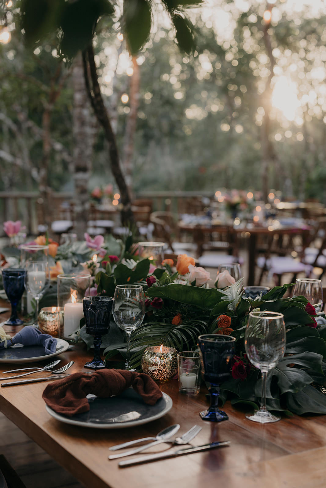 Jungle Outdoor Table Candles Flowers Decor Espacio Chechen Wedding Pablo Laguia