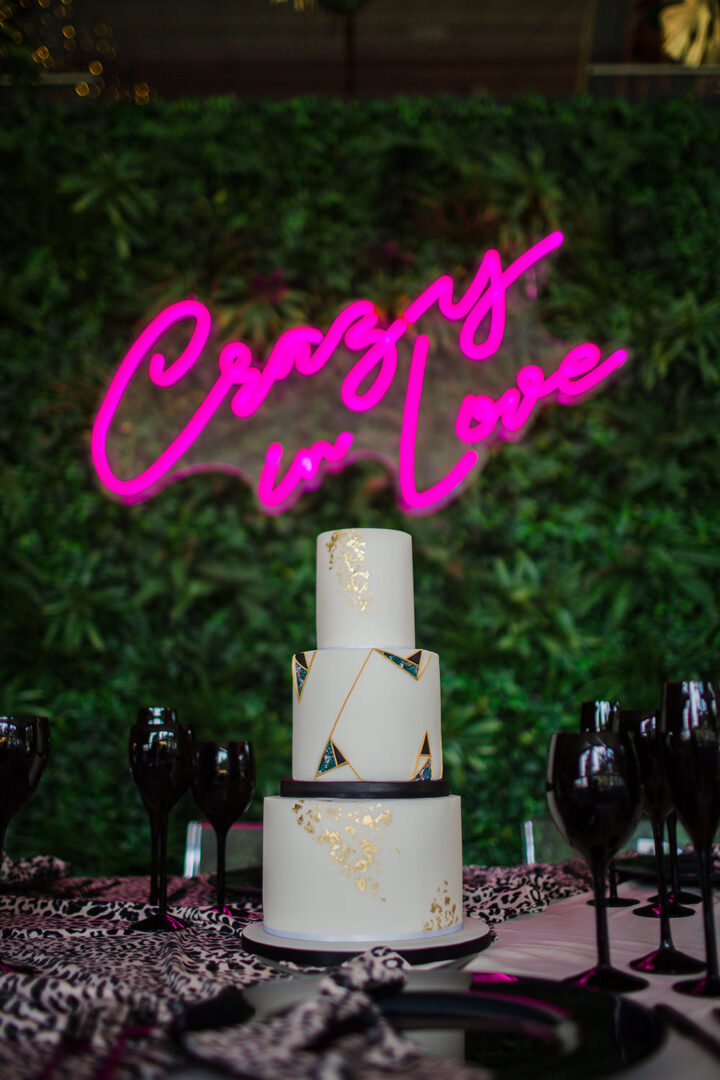 Geometric Gold Wedding Cake Terri Pashley Photography