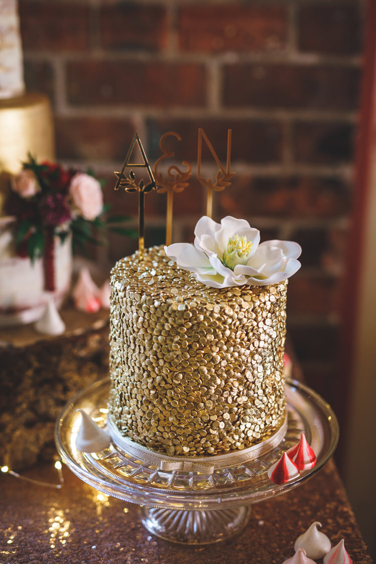 Gold Sequin Wedding Cake Idea Gareth Newstead