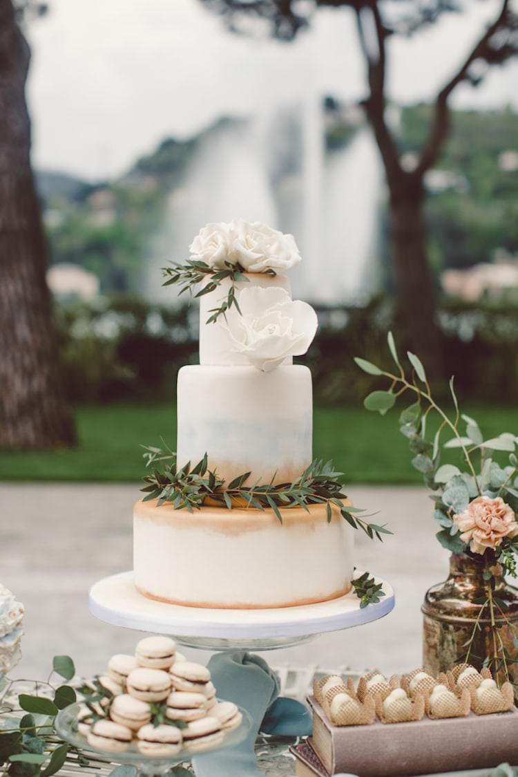 Gold Wedding Cake Painted Lilly Red Photography