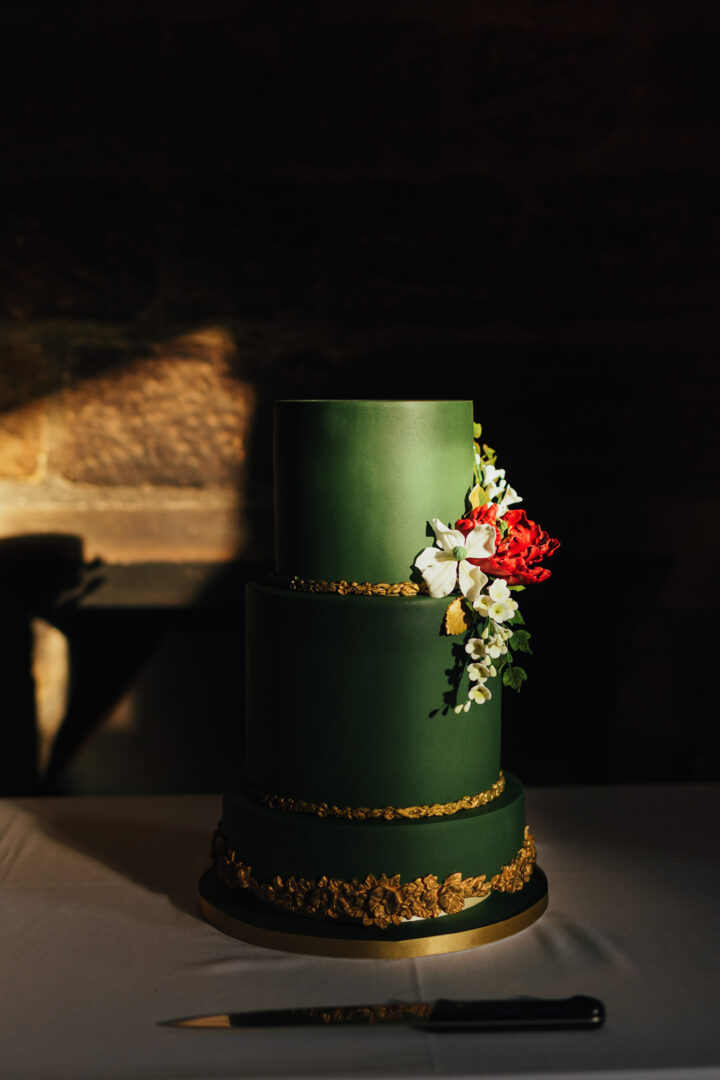 Green Gold Wedding Cake Idea Mine & Thine Photography