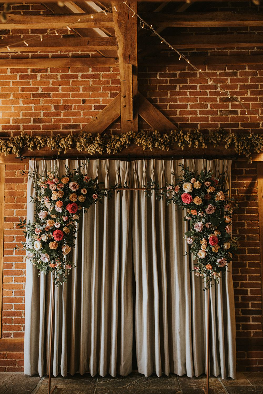 Flower Arch Curtain Ceremony Decor Backdrop Kent Coast Wedding Peter Reynolds Photography