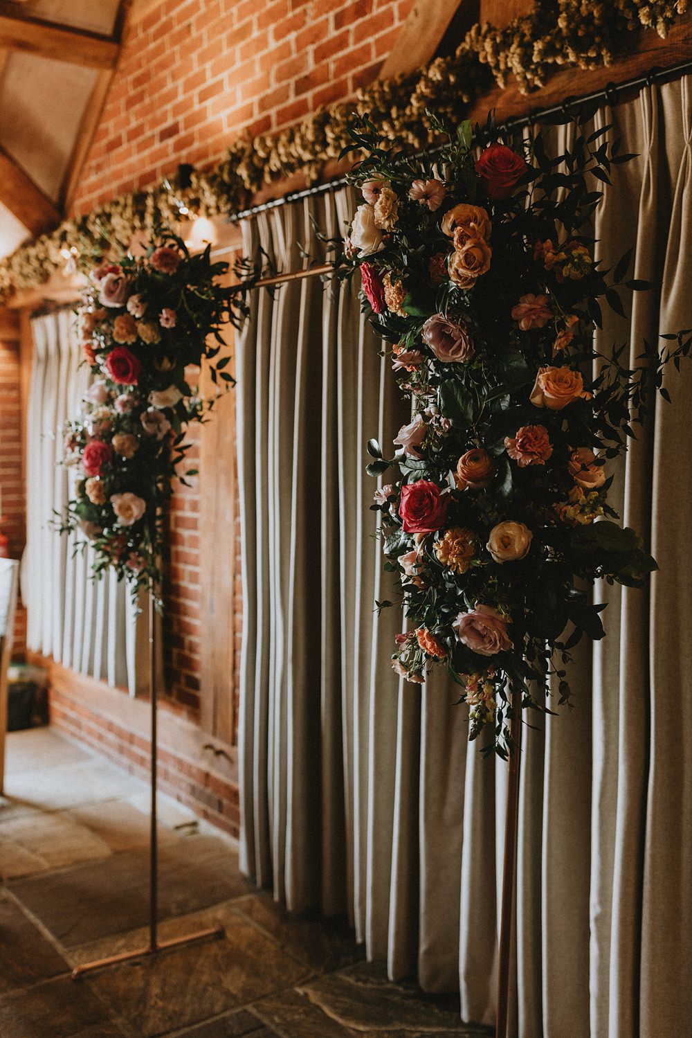 Flower Arch Curtain Ceremony Decor Backdrop Kent Coast Wedding Peter Reynolds Photography