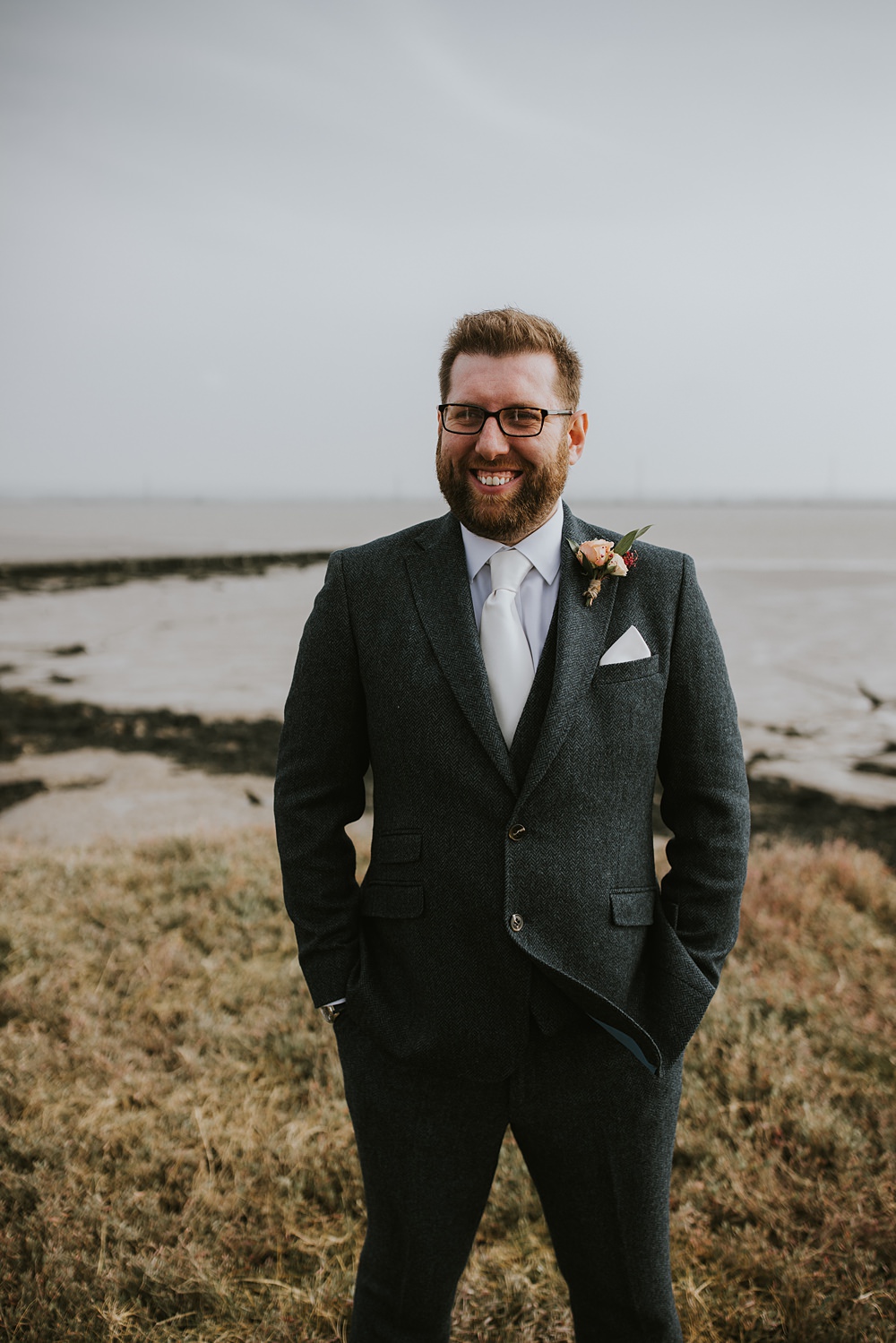 Groom Suit Grey Kent Coast Wedding Peter Reynolds Photography