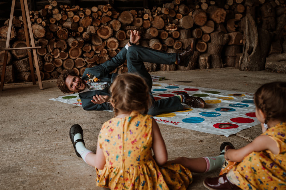 Twister Game Kent Farm Barn Wedding Nicola Dawson Photography
