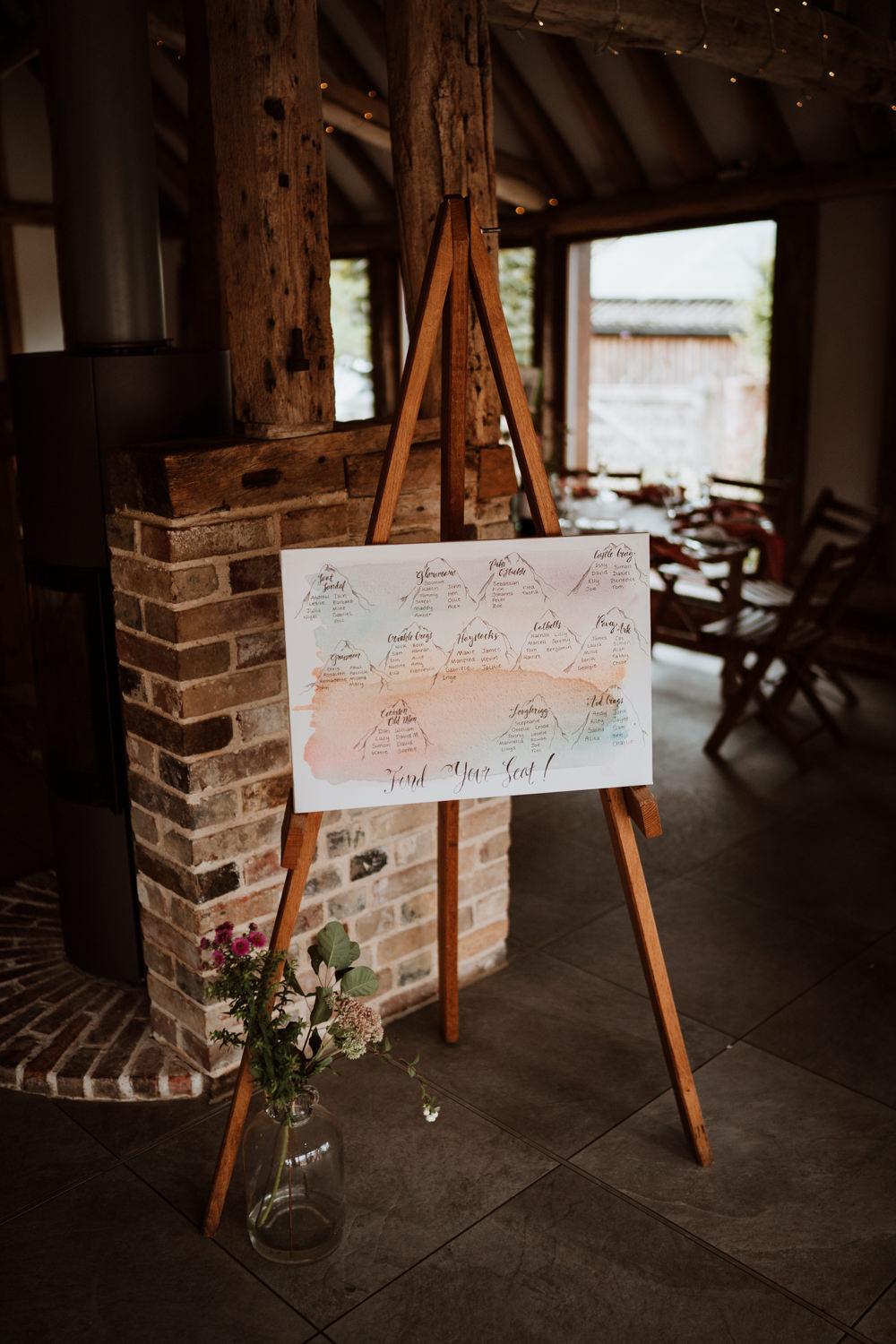 Table Plan Mountains Kent Farm Barn Wedding Nicola Dawson Photography