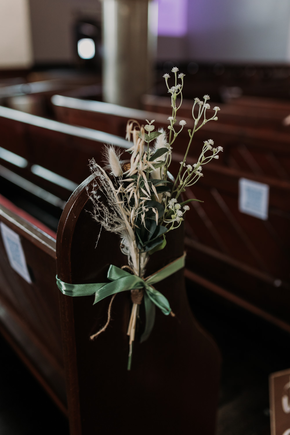 Pew End Flowers Ribbon La Mon Hotel Spa Wedding Victoria Whiting Photography