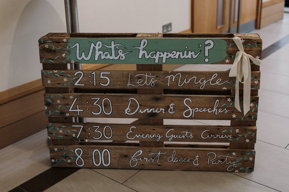 Wooden Pallet Sign La Mon Hotel Spa Wedding Victoria Whiting Photography