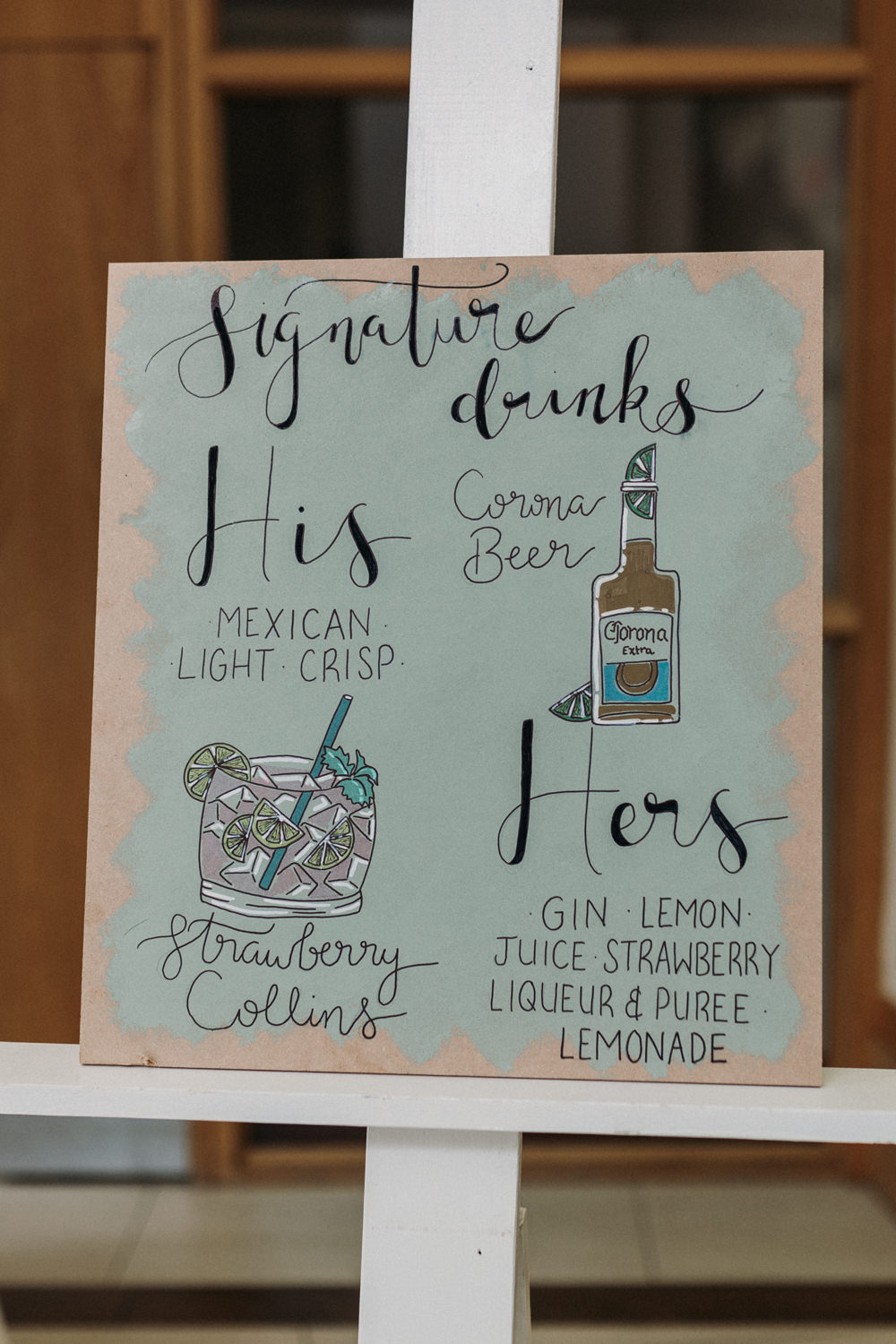 Drink Menu Sign La Mon Hotel Spa Wedding Victoria Whiting Photography