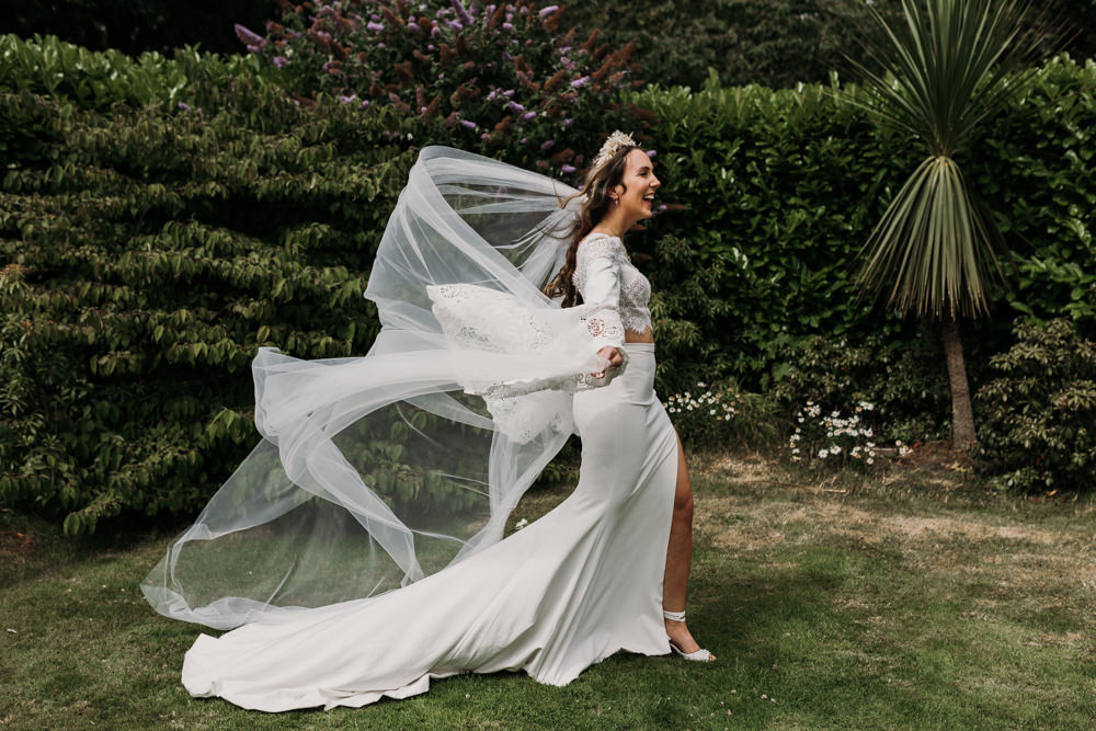 Dress Gown Bride Bridal Boho Lace Long Sleeves La Mon Hotel Spa Wedding Victoria Whiting Photography