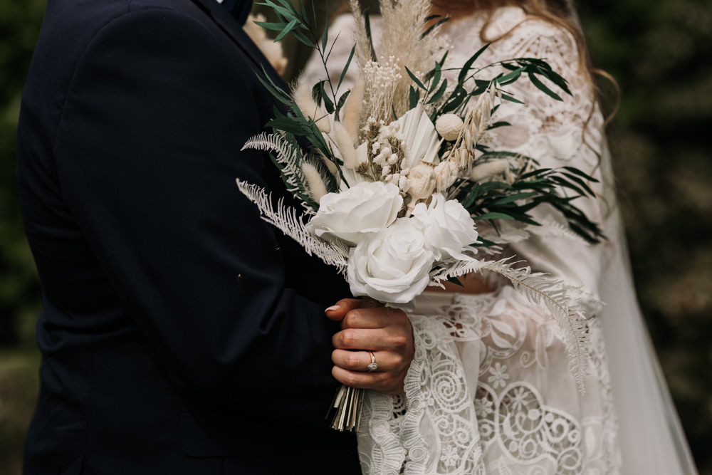 Bouquet Flowers Bride Bridal Rose Dried Pampas Grass La Mon Hotel Spa Wedding Victoria Whiting Photography