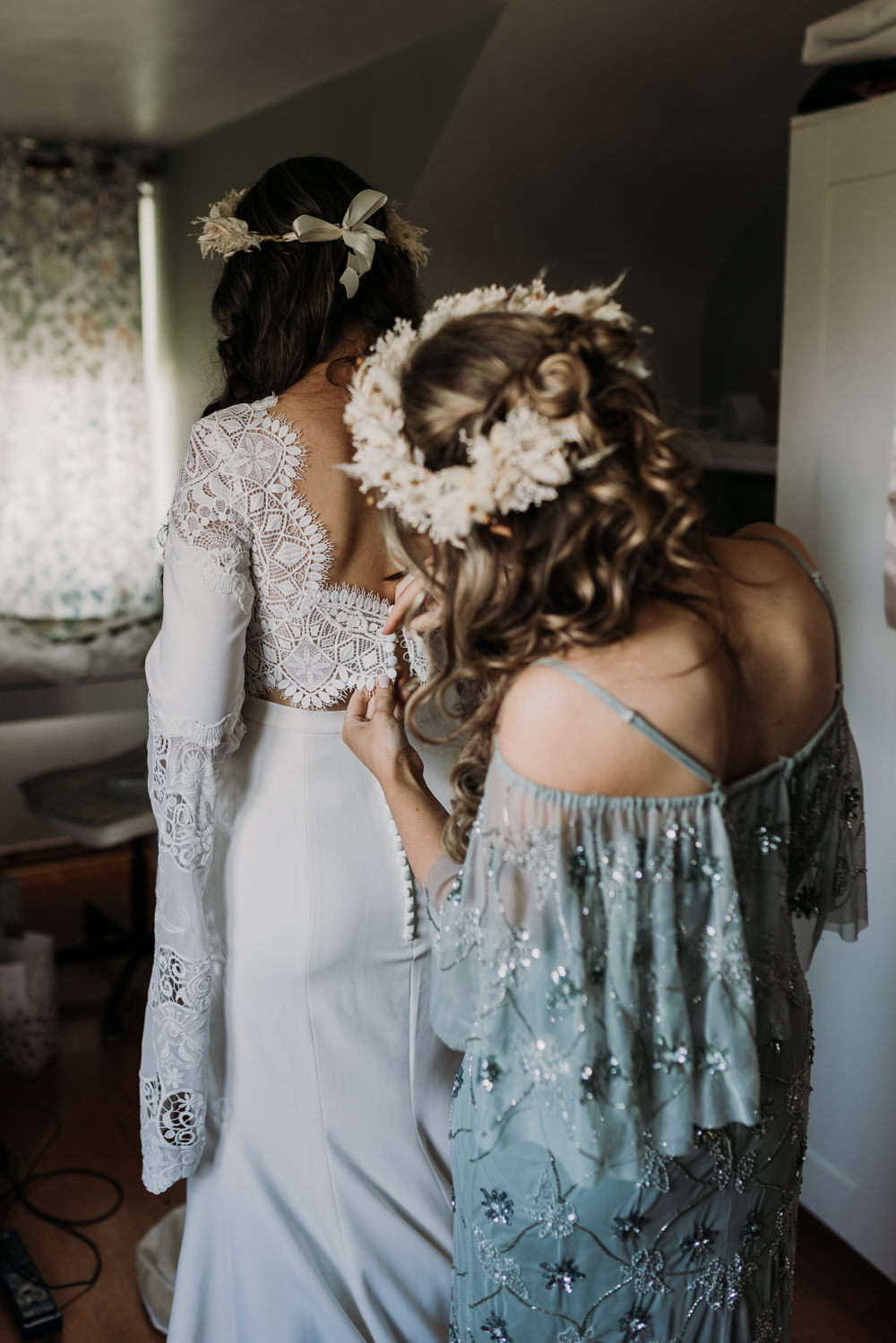 Bridesmaid Hair Waves Gypsophila Flower Crown La Mon Hotel Spa Wedding Victoria Whiting Photography