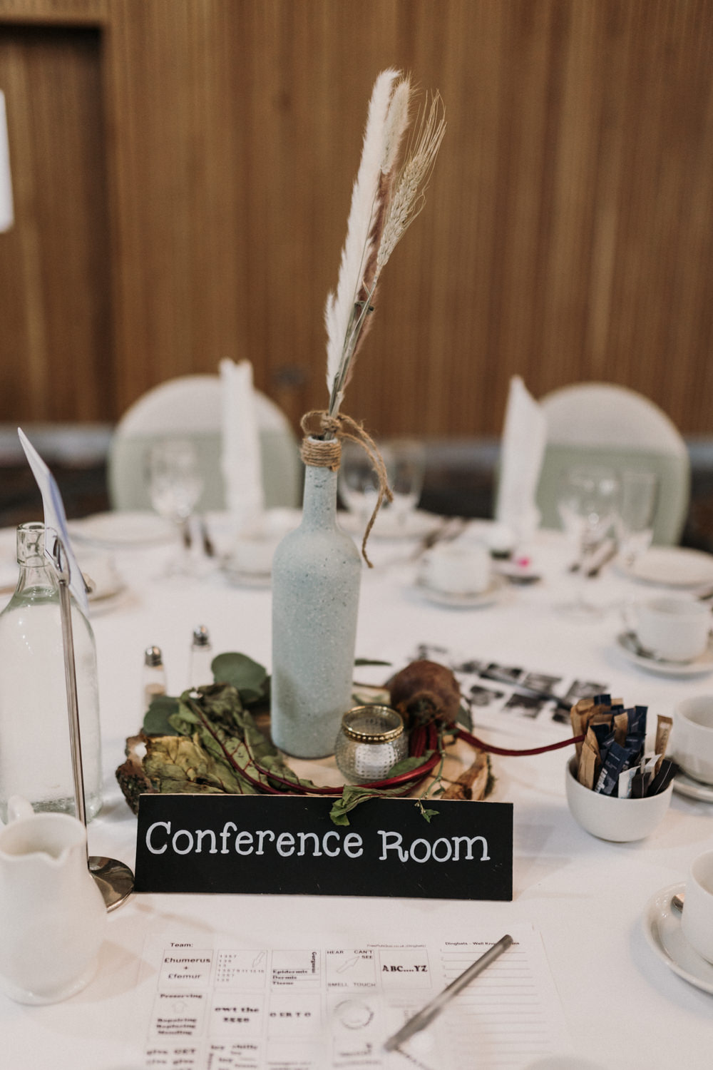 Dried Grass Bottle Centrepiece Decor La Mon Hotel Spa Wedding Victoria Whiting Photography