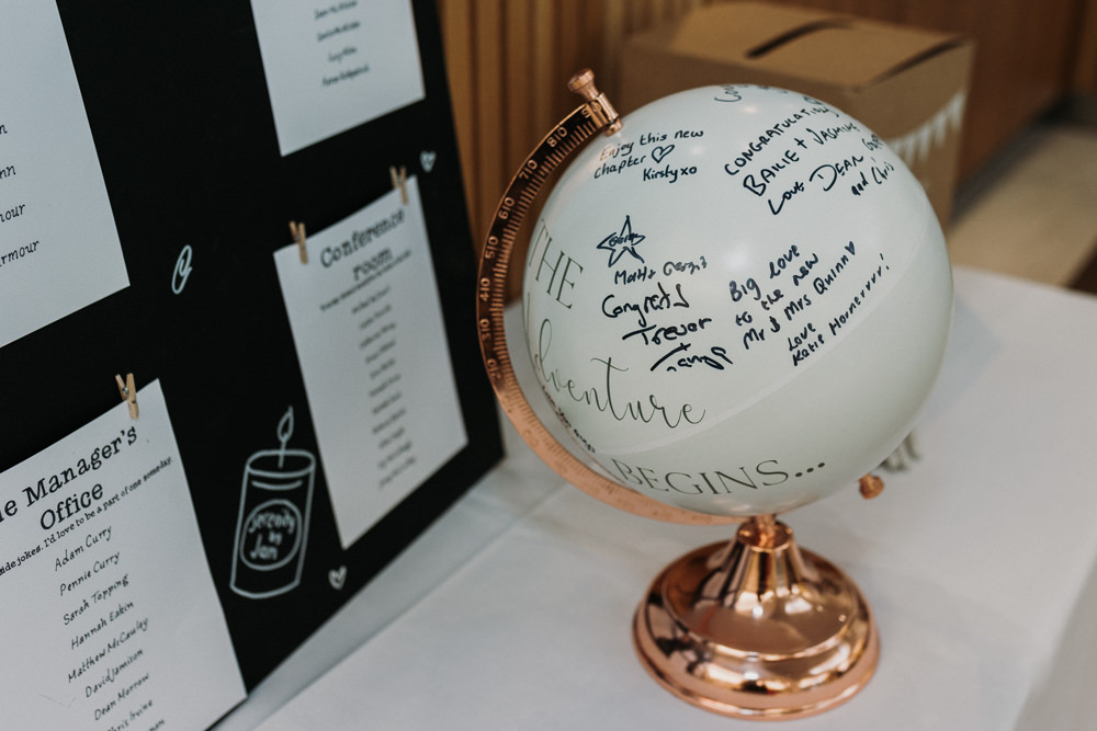 Globe Guest Book La Mon Hotel Spa Wedding Victoria Whiting Photography