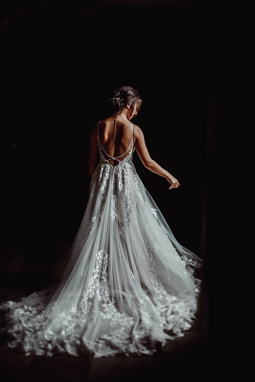 Dress Gown Bride Bridal Lace Tulle Train Lincolnshire Country Estate Wedding HBA Photography