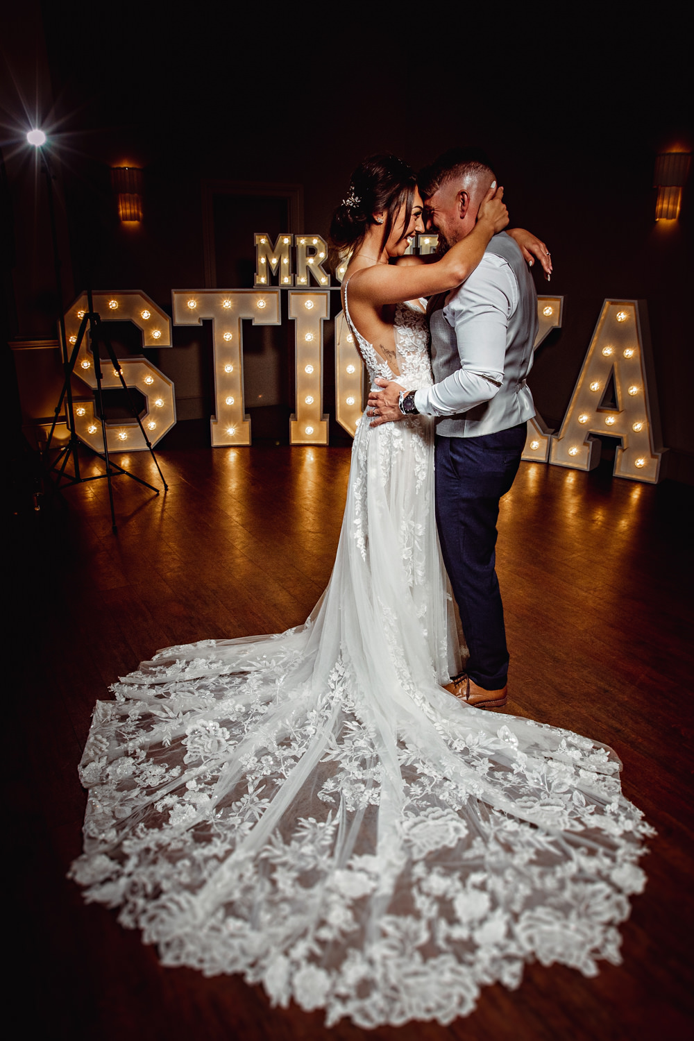 Letter Lights First Dance Lincolnshire Country Estate Wedding HBA Photography
