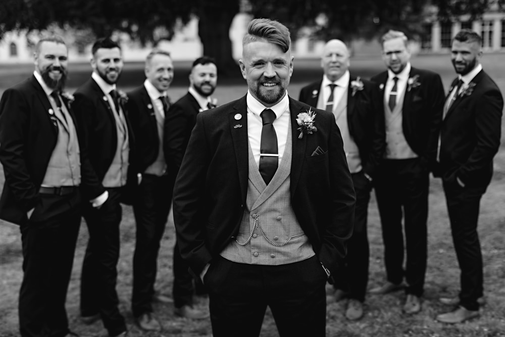 Groom Groomsmen Navy Suit Green Tie Grey Waistcoat Lincolnshire Country Estate Wedding HBA Photography