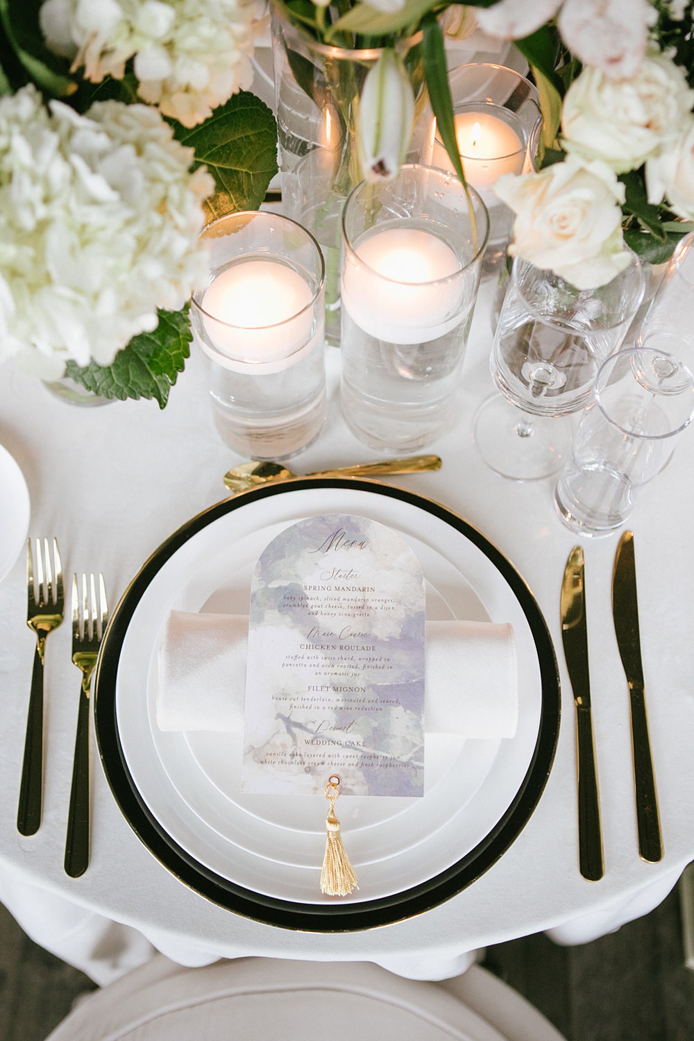 Place Setting Gold Cutlery Tassel Menu Loft Wedding Ideas Rosetta Li Weddings