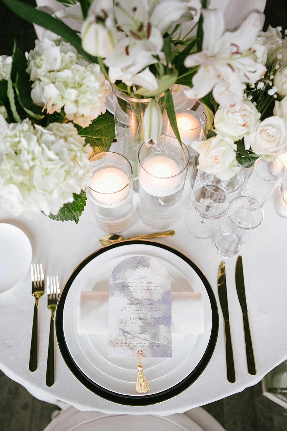 Place Setting Gold Cutlery Tassel Menu Loft Wedding Ideas Rosetta Li Weddings