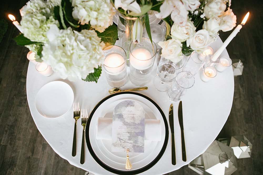 Place Setting Gold Cutlery Tassel Menu Loft Wedding Ideas Rosetta Li Weddings