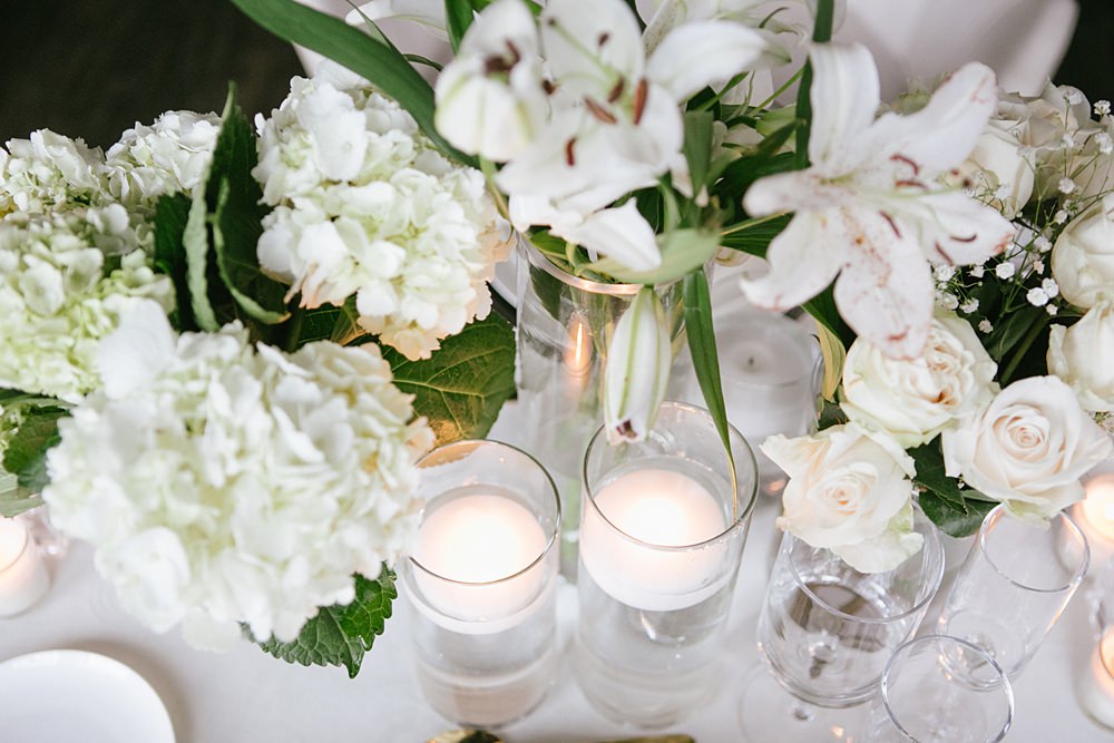 Table Decor Greenery White Botanical Flowers Candles Gold Loft Wedding Ideas Rosetta Li Weddings