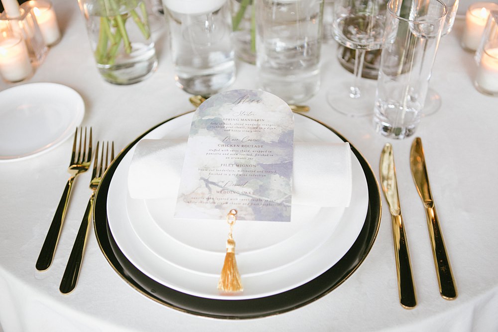 Place Setting Gold Cutlery Tassel Menu Loft Wedding Ideas Rosetta Li Weddings